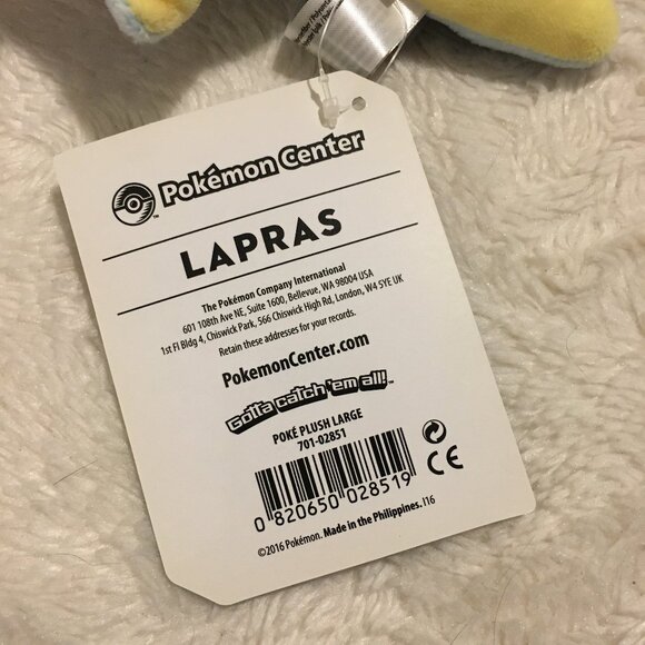 NWT Pokemon Center Lapras Plush 2016 - Picture 7 of 14